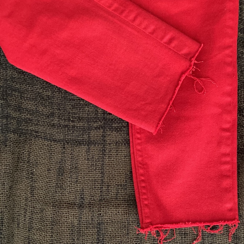 Free People Reagan Skinny Raw Hem Jeans RED - Picture 8 of 9